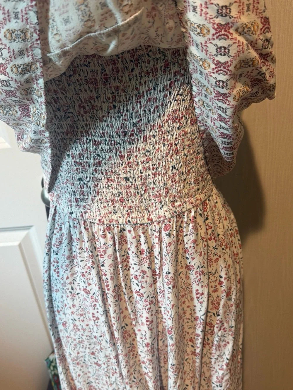 Japna Strapless Floral Maxi Jumpsuit in White and Pink